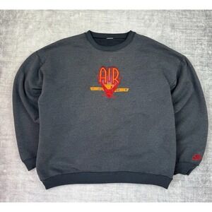 Nike Air Jordan Sweatshirt Mens Large Gray Vtg 90s Embroidered Crewneck Retro